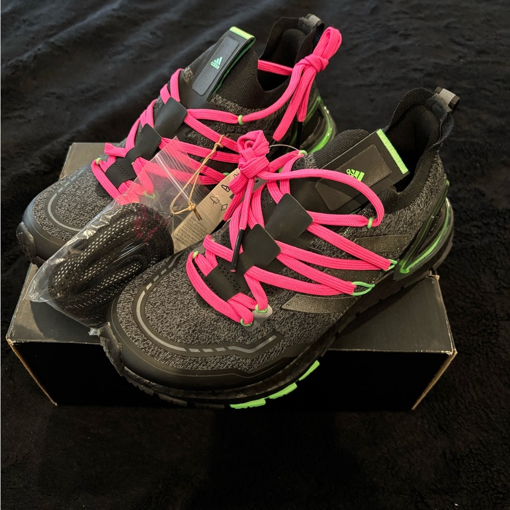 Adidas kids UltraBoost 20 Lab Explorer Pink/Lime Black Sneaker Size kid’s 4